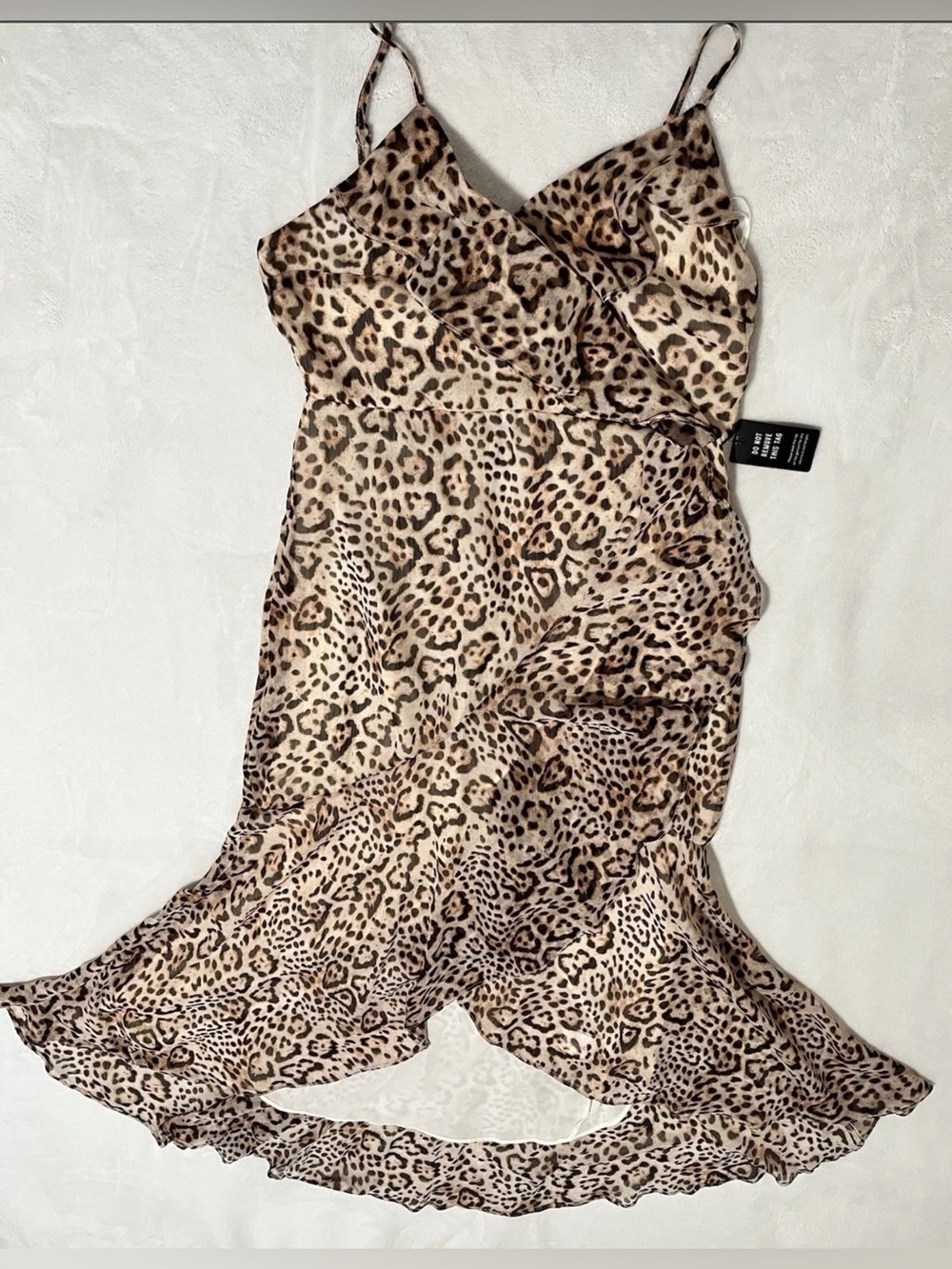 Express High-Low Dress in Cream and Brown Leopard Print
